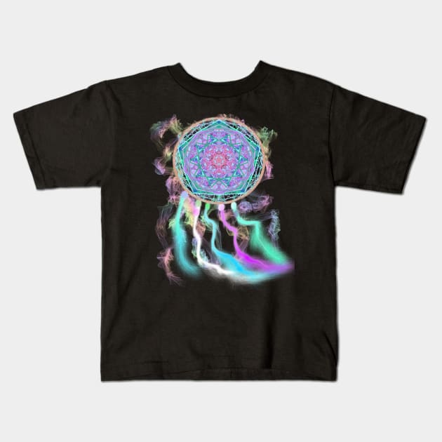 Colorful Native American Mandala Dream catcher art Kids T-Shirt by starchildsdesigns